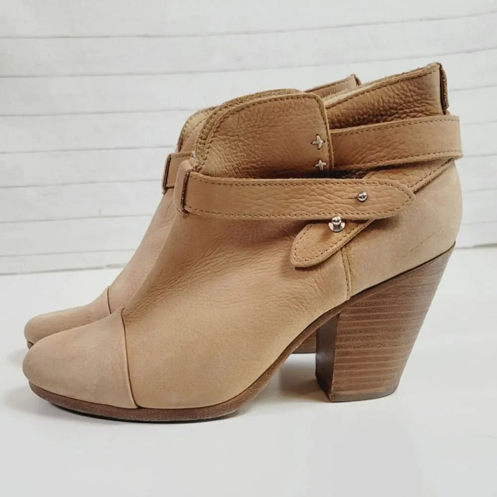 Rag & Bone Harrow Suede Leather Ankle Boots in Camel, sz 39.5 EU/ 9.5 US